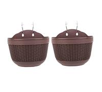 SunaOmni Hanging Planters Wall Planter Plastic Basket Flowerpot Wall Mounted Plants Holder Garden Outdoor Decorations 2PCS Coffee