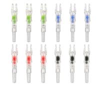 SunaOmni Lighted Nocks for Arrows 12Pcs 4 Color 1.81x0.35 Inch LED Lighted Arrow Nocks for 6.2mm ID Shaft, Battery Powered Arrow Bow and