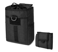 SunaOmni Molle Pouches, 5.9x3.2x9.5 Inch Oxford Cloth Foldable Molle Dump Pouch with Lock Cord Stopper & Side Pocket, Open Pocket with Drawstring for Outdoor