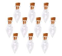 SunaOmni Pack of 10 Mini Teardrop Glass Bottles with Corks for Hanging Wish Bottles, Crafting, Gifting, Occasions, Decorative Uses, Small, Minimalist, Glass Bottle