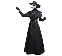 SunaOmni Plague Doctor Costume for Adult Punk Creepy Plague Doctor Includes Hat, Mask, Gloves, Dress, Belt & Hood Halloween Costumes for Cosplay, Dress Up, Film Prop, M Adult Costume Cosplay