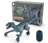 SunaOmni Remote Control Dinosaur Light Up Realistic Walking Velociraptor Dinosaur Toys with Roar Function 2.4G Battery Powered Easy Assembly Robot for Kids 6+ Robot Toys