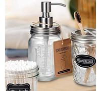 SunaOmni Soap Pump Dispenser Mason Jar Soap Dispenser Refillable Liquid Dispenser Bottle for Bathroom Kitchen 2 Pieces Silver Mason Jar Soap Dispenser Shampoo Dispenser Refillable Bottles