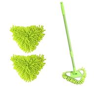 SunaOmni Triangle Cleaning Mop Floor Mop Skirting Board Cleaner Adjustable Rotatable Wall Cleaner with Telescopic Handle 2 Cotton Cloth Pads