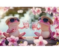 Sunbathing Frog Nature Puzzle Animal Art Wooden Set Wall Decoration Artwork & Zen Activity_1000pcs