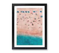 Sunbathing On South Beach Miami Painting Modern Framed Print | A2 Black Framed Wall Art | Ready to Hang | Modern Beach Picture | Living Room Bedroom Lounge Office