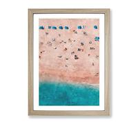 Sunbathing On South Beach Miami Painting Modern Framed Print | A2 Oak Framed Wall Art | Ready to Hang | Modern Beach Picture | Living Room Bedroom Lounge Office