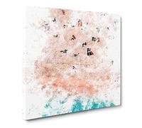 Sunbathing on South Beach Miami Watercolour Canvas Print | Gallery Wrapped 30mm Frame Wall Art | 14x14 inches | Ready to Hang | Modern Seascape Picture | Living Room Bedroom Lounge Office