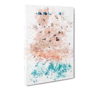 Sunbathing On South Beach Miami Watercolour Canvas Print | Gallery Wrapped 30mm Frame Wall Art | 30x20 inches | Ready to Hang | Coastal Seascape Picture | Living Room Bedroom Lounge Office