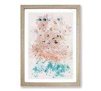 Sunbathing on South Beach Miami Watercolour Framed Print | A2 Oak Framed Wall Art | Ready to Hang | Modern Beach Picture | Living Room Bedroom Lounge Office