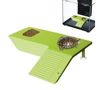 Sunbathing Platform for Reptiles - Turtle Patio Climber Safe Ramp with Suction Cup Feeding Bowl Holder | Functional Turtle and Land Turtle Accessories Aquariums, Swamp Shield