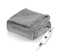 Sunbeam Royal Posh Dove Grey Heated Personal Throw/Blanket, Cozy-Warm, Adjustable Heat Settings