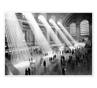 Sunbeams into Grand Central Station Poster 90 x 70 cm Black and white Wall art Wall decor