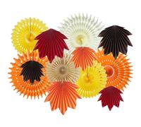 SUNBEAUTY 12 Pcs Orange Hanging Maple Paper Leaves Fans for Fall Party Decorations Hanging Leaf Fall Paper Fans for Autumn Thanksgiving Woodland Birthday Baby Shower Rustic Wedding Party Decorations