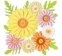 SUNBEAUTY 17Pcs Pastel Paper Flowers Decorations 3D Large Daisy Flowers Wall Decor Yellow Pink Flowers Decorations for Wall Paper Daisy Flower for Birthday Wedding Classroom Party Backdrop