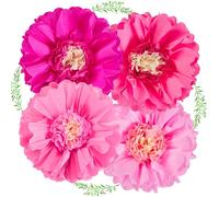 SUNBEAUTY 4 PCS 20" Pink Party Decorations Giant Paper Flowers Large Crepe Tissue Flower Spring Summer Paper Flowers Decor for Birthday Wedding Baby Shower Wall Decoration
