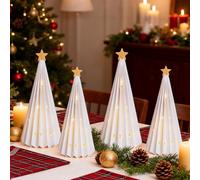 SUNBEAUTY 4 PCS White Paper Christmas Tree Honeycomb Christmas Tree with Light 3D Christmas Honeycomb Table Centerpiece Christmas Party Decorations Paper Trees for Home Xmas Holiday Party Decor
