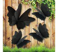 SUNBEAUTY 4Pcs Large Black Butterfly Decorations 3D Paper Butterflies Gothic Decor Big Hanging Butterflies for Gothic Alternative Wedding Decor RIP Memorial Services Garden Wall Home Decor