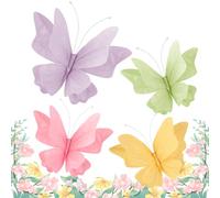 SUNBEAUTY Butterfly Party Decorations, 4 Pcs 3D Butterfly Birthday Decoration, Paper Butterflies Hanging Decor for Girls, Women, Tea Party Decorations for Spring Garden, Classroom, Wedding Decor
