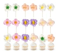 SUNBEAUTY Cupcake Toppers, Wildflower Daisy Birthday Party Decorations, 12PCS Paper Flowers Cupcake Toppers Decor, Baby in Bloom Baby Shower Cupcake Picks Decor Party Supplies for Gilrs Women