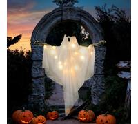 SUNBEAUTY Halloween Decorations Outdoor, Indoor Hanging Ghosts Halloween Decor Spooky Hanging Ghosts With Light Hallowee n Decoration for Party Porches Yards Gardens Lawn