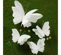 SUNBEAUTY Large White Butterfly Decorations 17inch/10inch 4PCS 3D Paper Hanging Butterflies Birthday Decoration Big Butterflies for Party, Wedding, Room, School, Baby Shower, Garden,Table, Wall