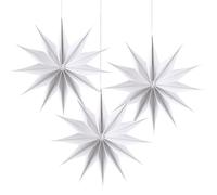 SUNBEAUTY Paper Christmas Decorations, 3Pcs 30CM 12-Pointed Star Christmas Tree Decorations, White 3D Hanging Paper Stars, Christmas Hanging Star Wedding Birthday Christmas Decorations