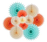 SUNBEAUTY Paper Fan Decorations 11Pcs Mint Peach Cream Hanging Birthday Party Decorations Honeycomb Decoration Paper Fans for Birthday Wall Ceiling Photo Booth Backdrop Decor Wedding Baby Shower