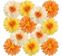 SUNBEAUTY Paper Flower Decorations Orange Yellow Party Decorations Daisy Paper Pom Poms 14‘’ Large Tissue Flowers Spring Summer Garden Party Decor for Wedding Tea Wall Backdrop Baby Shower Decor