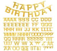 SUNBEAUTY Personalised Banner Customizable Letters Symbols Gold Banner DIY Welcome Letter Banners for Birthday Wedding Party Valentine's Day Baby Shower Family Party Decor