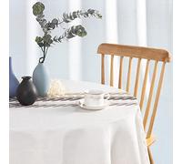 SUNBEAUTY Square Table Cloth Cotton Linen 140x140 Tablecloth Wipe Clean Tassel Table Cloth Waterproof with Tassel for Kitchen Dining Table Decorations - 55 x 55 inch