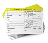 Sunbed Client Cards Sunbed Client Cards A6 Size - Salon and Therapist Customer Consultation Record - Treatment Services Essentials - Profile and Recording Forms - Beauty Stationery - 105x148mm - Pack of 400
