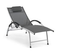 Sunbed Garden Lounger Chair Patio Beach Home Furniture Recline W/ Pillow Grey