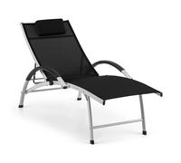 Sunbed Garden Lounger Chair Patio Furniture Reclining Aluminium w/ Pillow Black