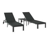 Sunbed Reclining 2-person 3 pcs Poly Rattan Outdoor Seating Terrace vidaXL