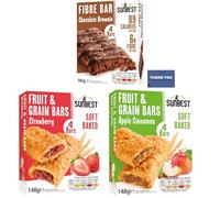 Sunbest Mixed Fruit & Grain Bars Bundle - Strawberry, Apple & Cinnamon, Chocolate Brownie