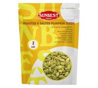 Sunbest Natural Lightly Salted Roasted Pumpkin Seeds - 2 lb Bag - Pepitas Roasted Lightly Salted - Ready to Eat, Non-GMO, Vegan, Kosher - Nutritious Snack for On-the-Go & Recipes