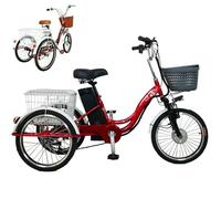 SUNBGRPYE 20″ Electric Tricycle For The Elderly, 3-Wheeled Bicycle (3 Speeds), Lithium Battery 48v 12ah, Front Rear Double Baskets, Double Brake System, For Shopping, Walking