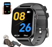 SUNBGRPYE 4G Smartwatches For Seniors, 1.83″ Curved Screen, Fall Detection | SOS Emergency Button | GPS Positioning | Two-Way Calling | Safe Zone, Anti-Fall Watch For Seniors Black