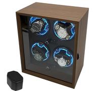 SUNBGRPYE Automatic Mechanical Watch Winding Box, Watch Rotating Stand, 4 Watch Placement Positions, 5 Rotation Modes | Blue LED Light | Ultra-Quiet Motor | USB Power Supply, Watch Display Box A