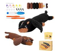 Sunbilien Dachshund Dog Crochet Kit for Beginners,2 PCS Dachshund Dog Crochet(Brown & Black), with Yarn Hooks Needles, Crochet Kit,Step-by-Step Video Tutorials