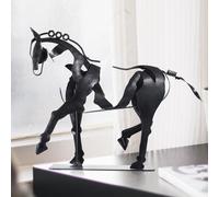 SunBlogs Art Handmade Horse Statue - Unique Rustic Decor for Office & Home - 100% Hand-Painted Metal Sculpture - Perfect Handicraft Gift for Horse Lovers (Black)