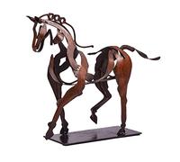 SunBlogs Art Handmade Horse Statue - Unique Rustic Decor for Office & Home - 100% Hand-Painted Metal Sculpture - Perfect Handicraft Gift for Horse Lovers (Brown)