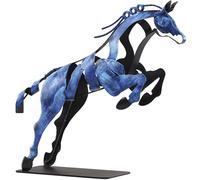 SunBlogs Art Horse Statue, Unique Metal Art Handmade Sculpture for Home Decor, Rustic Decor, Gifts for Horse Lovers (Blue)
