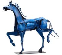 SunBlogs Art Metal Horse Statue - Rustic Handmade Western Décor - 100% Hand-painted Horse Décor for Office Home Garden - Horse Sculpture Gifts for Girls (Blue)