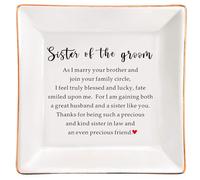 SUNBMO Sister of The Groom Ceramic Jewelry Dish, Sister of The Groom Wedding Gift, Sister of The Groom Gift from Groom, Bride, Best Sister Gift from Brother Sister