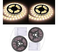 Sunboia Battery LED Strip Lights 2Pack 1m,30 LED Lights Strip Waterproof,Self-Adhesive,Cuttable for Bedroom Mirror Kitchen Cabinet Patio Indoor Outdoor Decor-Warm White