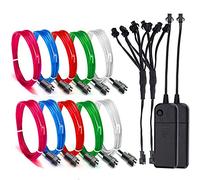 Sunboia EL Wire,Neon Lights Glowing Strobing Dance Party Costume Decor Light Flexible Rope Neon Sign Waterproof LED Strip with Controller Indoor/Outdoor Decorations(2Pack,5x1m)