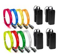Sunboia EL Wire Neon Lights kit 8x1m Festival Lights Battery Powered Glowing Strobing Light for Halloween Chrismas Xmas Party Pub Decorations(Red,Green,Blue,White,Pink,Yellow,Orange,Lemon)