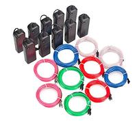 Sunboia EL Wire Neon Lights kit wiht Battery Powered Glowing Strobing Decorative Lights for Chrismas Halloween Xmas Party Pub (10x1m-Blue,Red,Green,White,Pink)